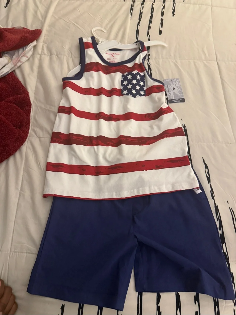 Tommy Bahama Kids Red White and Blue American Flag Tank & Shorts Set